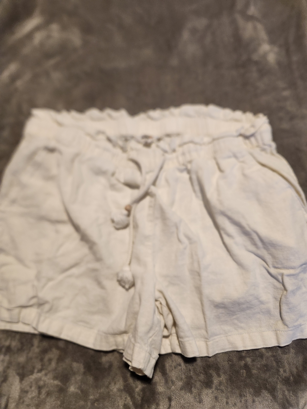 Hang Ten White High-Waist Linen-Blend Drawstring Shorts